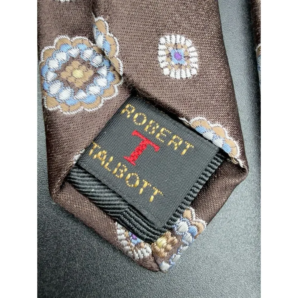 Robert Talbott Best of Class Nordstrom Silk Tie Brown Medallion Hand Sewn USA